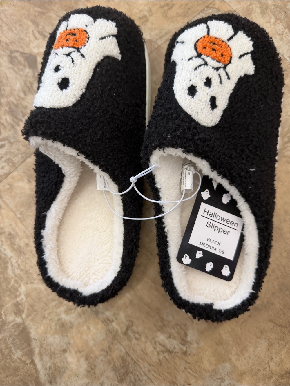 Halloween Ghost Kids Slippers - Black